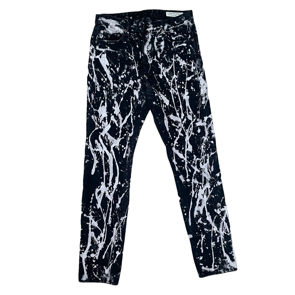 Rag & Bone Black Acid Splatter Mum Boyfriend Jeans